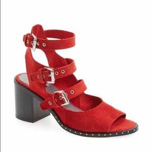 Sexy Red Suede Top Shop Strappy Sandals EU38 US8/8.5